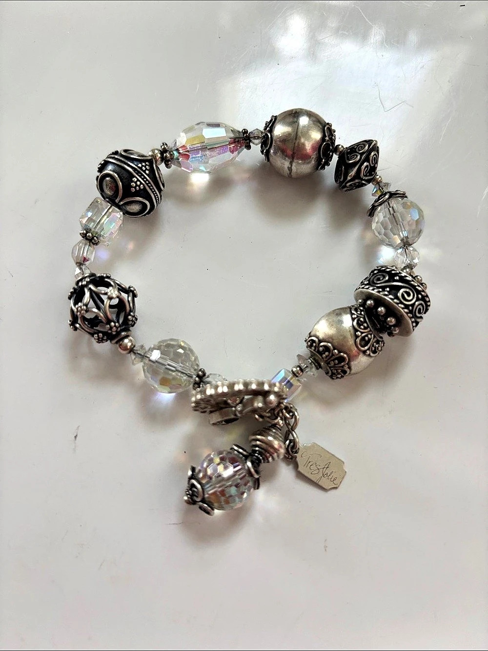 Tres Jolie Silver & Clear Charm Bracelet